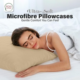 Rohi Microfibre Latte Pillowcases 2 Pack – Ultra Soft & Smooth Pillow Covers with Envelope Closure – Fade Resistant & Breathable Pillow Cases – Standard Size (50x75 cm)