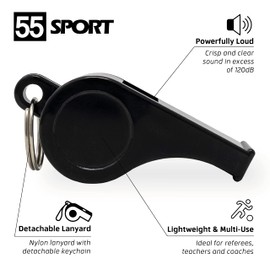 55 Sport 120dB Loud Referee Whistle & Lanyard for Football, Rugby, Hockey, Netball, PE