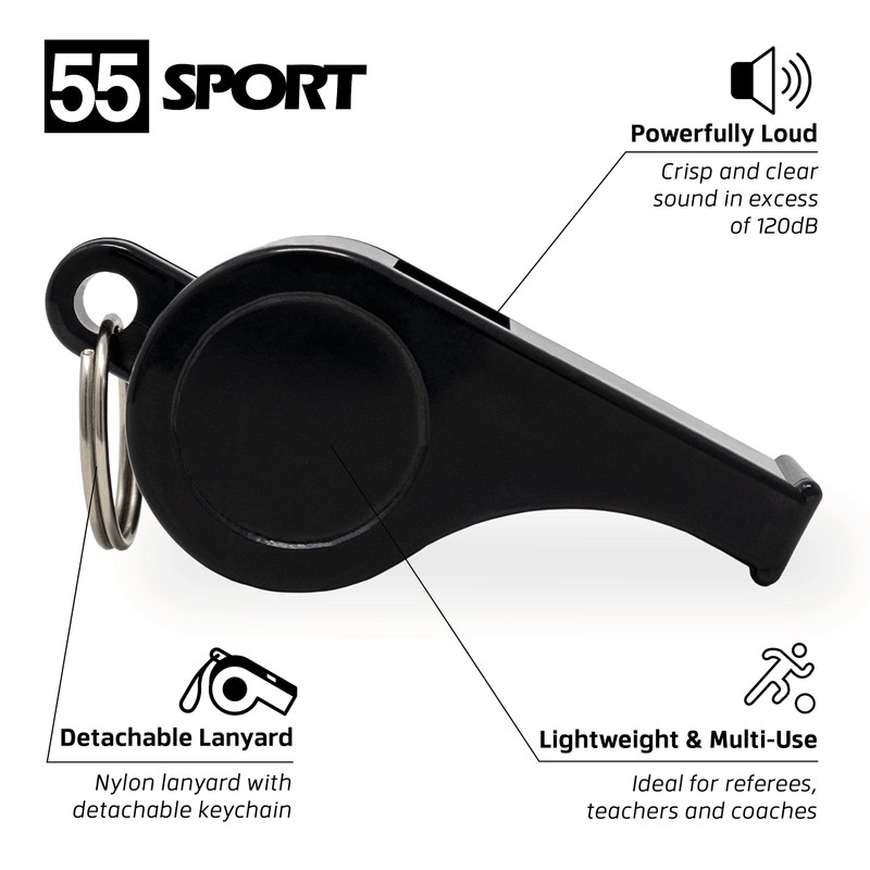 55 Sport 120dB Loud Referee Whistle & Lanyard for Football,