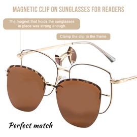OCCI CHIARI Magnetic Clip on Sunglasses Readers Women Polarized Reading Sunglass 1.0 1.25 1.5 1.75 2.0 2.25 2.5 2.75 3.0 (Demi, 1.75)