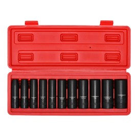 CASOMAN 11 Pieces 1/2-Inch Drive Deep Impact Socket Set, SAE, 6-Point, 3/8-Inch to 1-Inch
