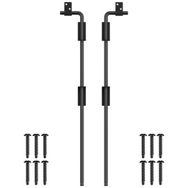24" Cane Bolt Gate Drop Rod Heavy Duty Gate Hardware, Gate Ground Latch for Wood Metal Vinyl Gates Doors Stopper for Gate Ground, Wrought Iron Gate Latches, Black Finish-2 Pack