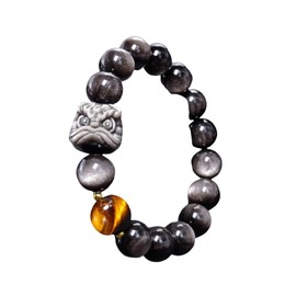 Black Obsidian Bracelet for Men and Women – Natural Crystal Beads Bracelet for Protection, Healing, and Positive Energy – Tiger Eye & Obsidian Stone Jewelry, One Size, obsidian, obsidian