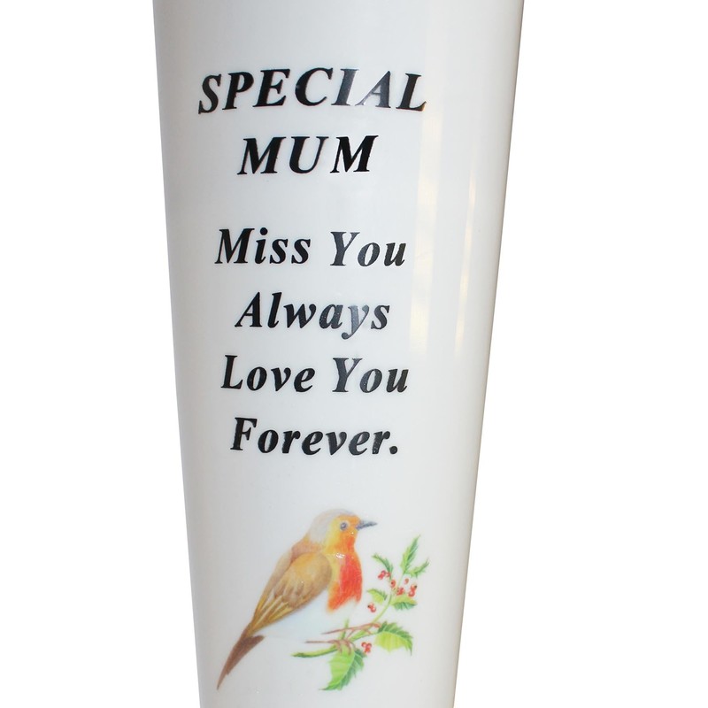Memorial Grave Flower Pot - 33cm tall Sturdy White Memorial