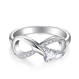 Starchenie Infinity Ring 925 Sterling Silver Heart-shaped Zirconia Wedding Ring for Women