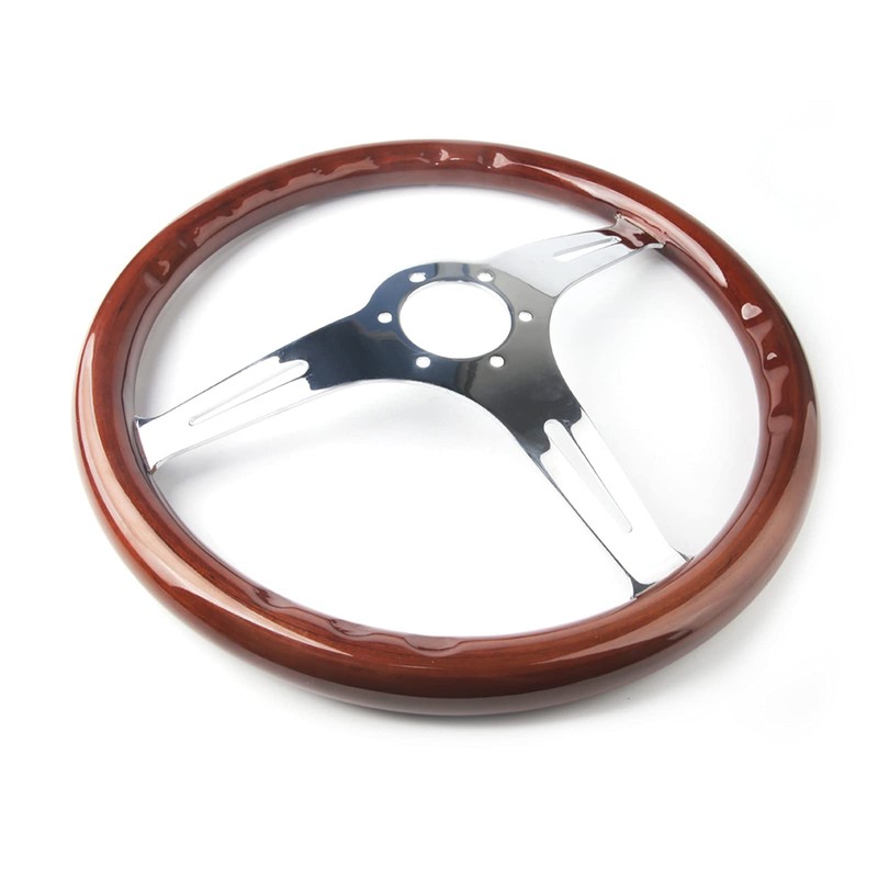 MR HELLO 15" Inch Classic Wood Grain Grip Steering Wheel