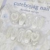 White dot handmade nail tips - Square S / 화이트