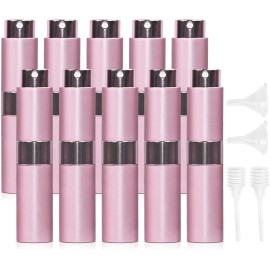 HDFCLUP 10 PCS 8ml Refillable Perfume Atomizer Spray Bottles, Portable Travel Size (Pink
