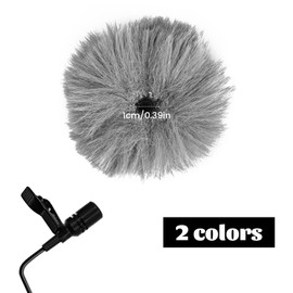 Pack of 2 Lavalier Microphone Wind Protection, Fur Wind Protection for Microphone, Microphone Furry Windscreen, Mini Wind Filter Pop Filter 1 cm, Outdoor Wind Protection Muff Pop Protection, Grey +