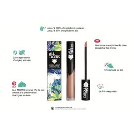 Liquid Lipstick - Matt, Vegan & Natural - Long Hold - Colour: Beige "Trust My Instinct" 681 - Lipstick without Petroleum-based Ingredients - Organic Ingredients ALL TIGERS