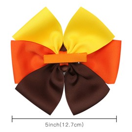 Thanksgiving Hair Bow Clip Turkey Bow Hair Barrette Hairgrips Bow Hairpin for Girl Toddler Fall Party Hair Accessories(Thanksgving Turkey-H)