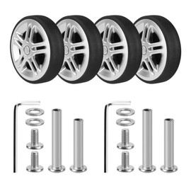 Volein 4 Pcs Suitcase Replacement Wheels, 50x11mm Wear Resistant Luggage Wheels Replacement with Bearings Castors Repair Kit for Suitcase Double Wheels(Silver-V12)