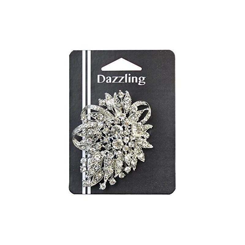 Belagio Enterprises 2 1/2-Inch Bouquet Rhinestone Brooch | BW-139 Silver