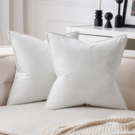 MIULEE Pack of 2 Decorative Velvet Throw Pillow Cover Soft White Pillow Cover Soild Square Cushion Case for Sofa Bedroom Car 18x 18 Inch 45x 45cm