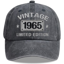 Vintage 1965 Limited Edition Hat, 60th Birthday Decorations for Men Women, 60 Year Old Baseball Cap Retirement Gifts for Mom Dad Friends Black