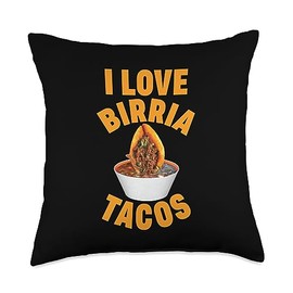 Birria Lovers Apparel Birria Tacos Beef Stew Mexican Chivo Truck Street Throw Pillow, 18x18, Multicolor