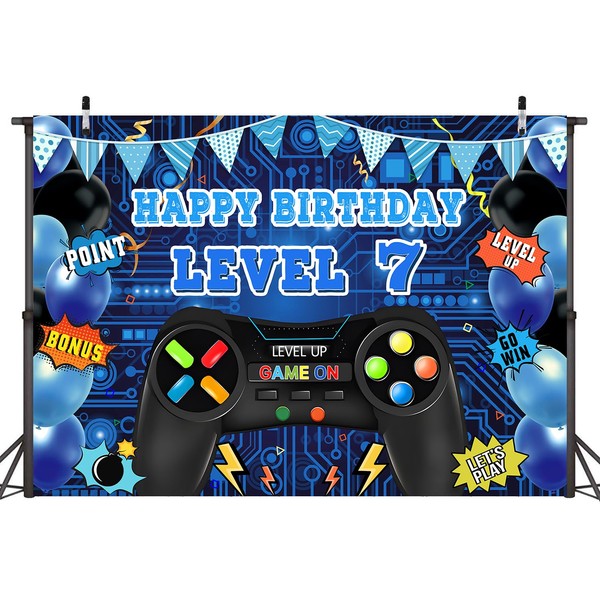 LTDKAEN Game Theme Level 7 Birthday Backdrop Video Game Happy