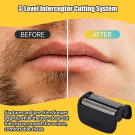 Replacement Head and Cutter Assembly Compatible with Remington PF7400, PF7500, and PF7600 Foil Shavers，2 PACK（BLACK）