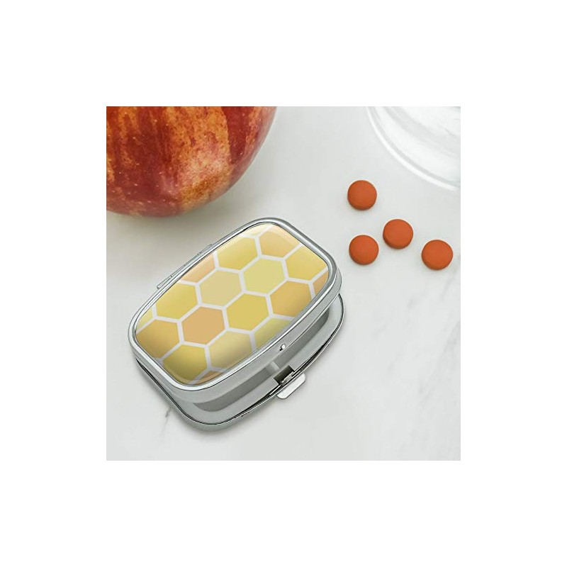 Yellow Honeycomb Pattern Rectangle Pill Case Trinket Gift Box