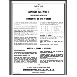1955 Evinrude Fastwin 15hp, 15014 15015 Outboard Motor Parts Catalog List Manual