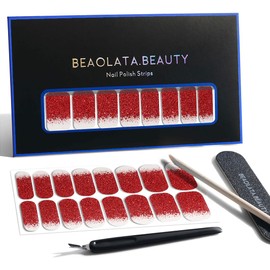 Beaolata Beaolata Nail Polish Strips, 32PCS Salon Quality Wraps, Long Lasting Gel Nail Stickers for Women Easy Apply& Remove (Molten Heartbeat Red)