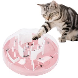 Pet Prime Interactive Cat Puzzle Feeder Toy, 3-Stage Adjustable Cat Treat Toys, Slow Feeder for Indoor Cats, Enrichment Toy with Mental Stimulation & Brain Training (Pink)