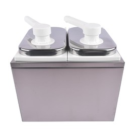 4L Sauce Dispenser Pump, Stainless Steel Sauce Pump Dispenser, Extruded Condiment Dispensing Container with 2 of 2.1 Quart Jars Mixizap