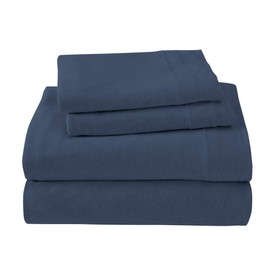 Brooklyn Flat Jersey Knit Sheet Set, King, Denim Blue