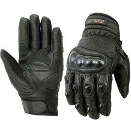 SPEED MAXX LTD MENS CARBON KNUCKLE EXTRA PROTECTIVE SHORT SUMMER VENTED MOTORBIKE/MOTORCYCLE LEATHER GLOVES (Small)