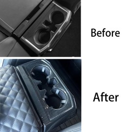 Keptrim ABS Carbon Fiber Gear Armrest Rear Cup Holder Trim for 2021 2022 2023 2024 2025 Ford F-150, 1PC