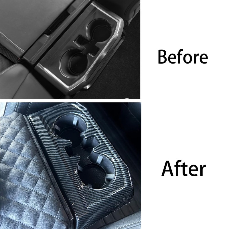 Keptrim ABS Carbon Fiber Gear Armrest Rear Cup Holder Trim