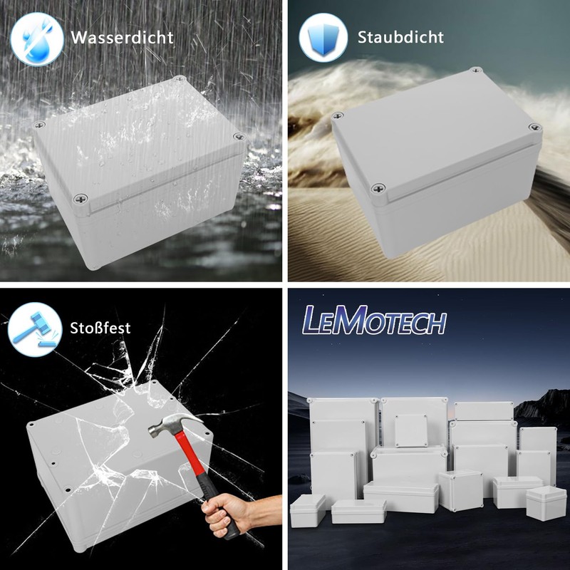 LeMotech IP67 Waterproof Junction Box, ABS Plastic Electrical Box, Dustproof