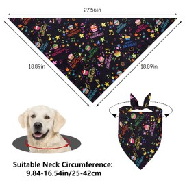 URROMA Happy Birthday Dog Bandanas, 2 Pcs Printing Unique Shape Adjustable Fit Kerchief Scarf for Small to Large Dog Puppy Cat