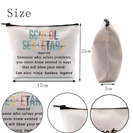 POFULL School Secretary Gift Secretary Appreciation Gift School Secretary Definition Cosmetic Bag School Staff Gift (School Secretary Bag)