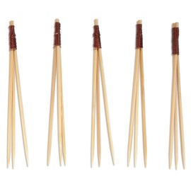 BambooMN - Bamboo Trident Picks - Brown Wire - for CateBrown Events, Holiday's, Restaurants or Party Supplies - 3.5" - 300 Pieces