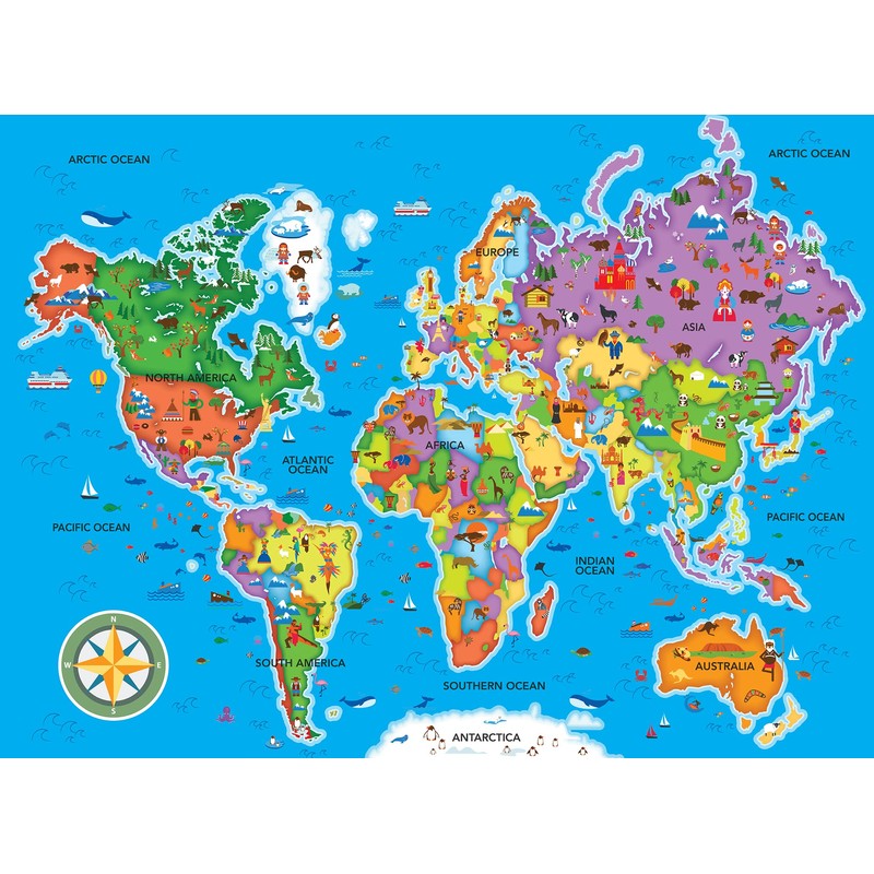 MasterPieces 60 Piece Educational Jigsaw Puzzle for Kids - World