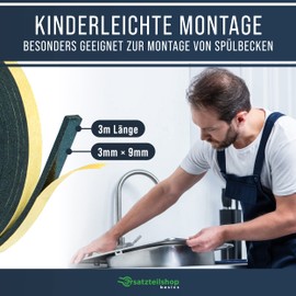 ersatzteilshop basics Sealing Tape Seal 9 mm (W) x 3 mm (D) Sealing Tape for Mounting Sinks and Built-in Sinks