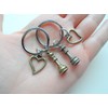 JewelryEveryday Bronze Chess Piece Charm Keychains with Heart Charms, King