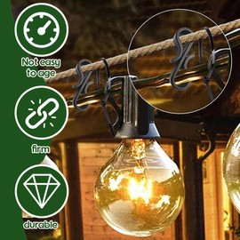 AUEFUDQ Pack of 80 Black Outdoor Gutter Hooks + 100 Cable Ties, Reusable S Hooks Plastic for Hanging Christmas Lights, Icicle Fairy Lights, Christmas Tree Decorations