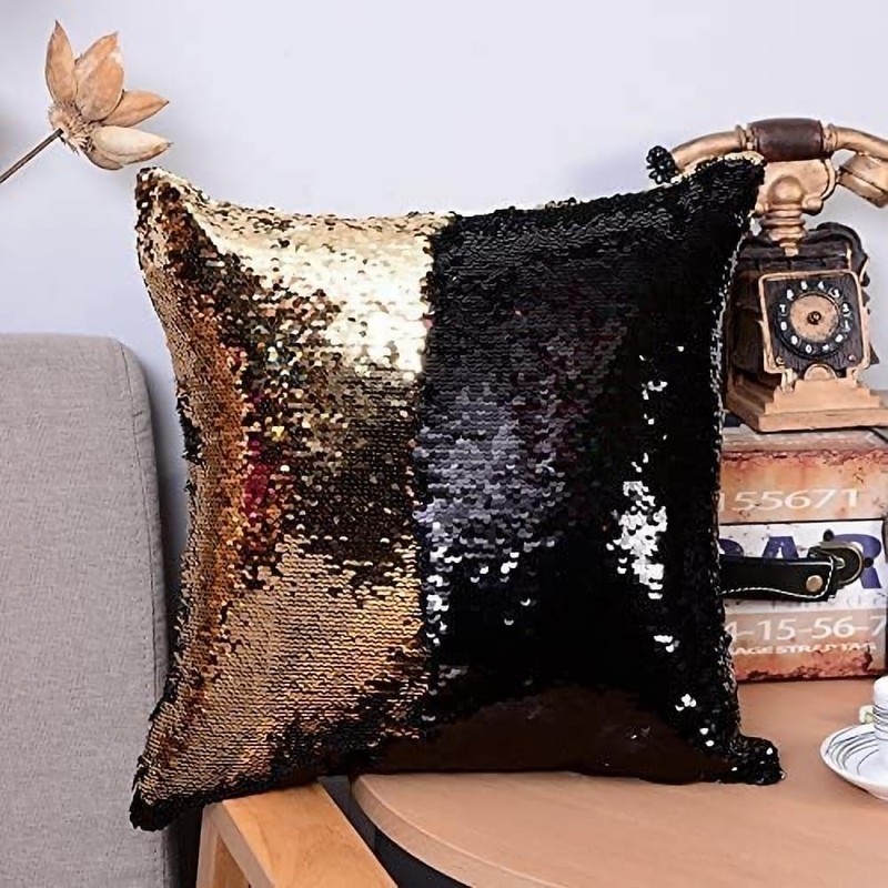 MOCOFO 4 Pack Glitter Sequins Pillow 16X16'' Decorative Pillow Cover