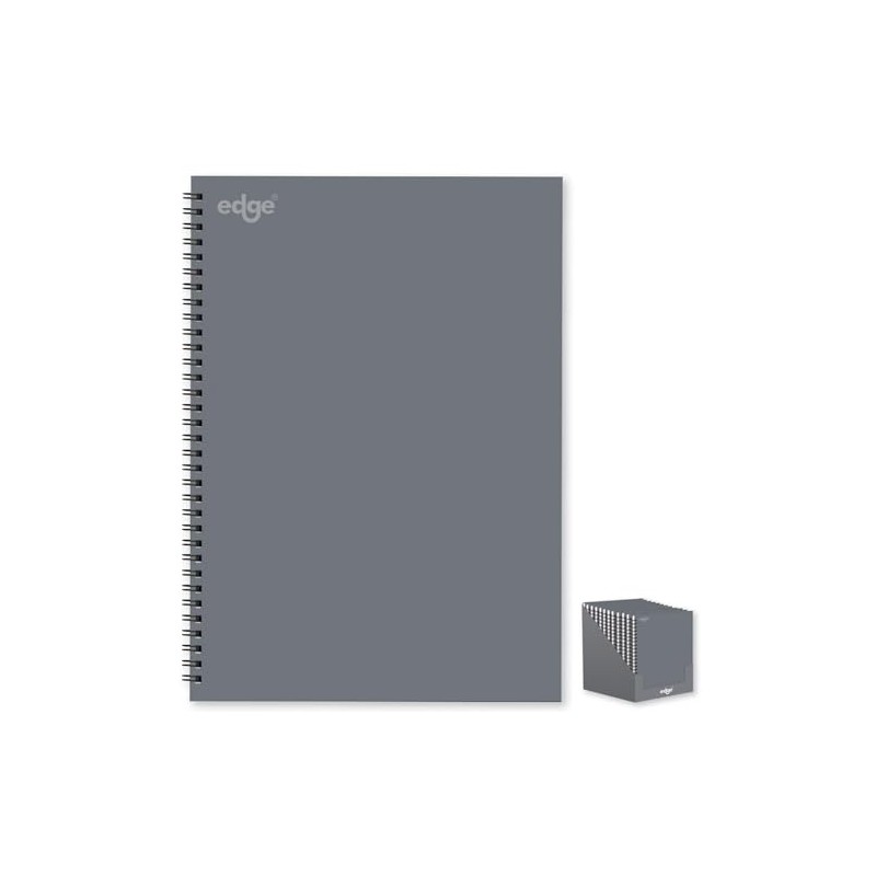 Edge A4 Grey Notebook Soft Cover Twin Wire Notepad School