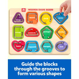 Coogam Wooden Color Shape Puzzle Board for Toddlers, Movable Sorting and Stacking Montessori Peg Board Matching Game Activities, Fine Motor Educational Learning Toys for Kids 3 4 5 Year Old