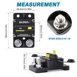 GLOSO Circuit Breaker E9C 100AWaterproof Auto Rese Breaker for Car Truck RV Automotive Marine Boat Trolling Motor & Custom Wiring Audio Battery Protection Side by Side Stud IP67 Hi-Amp (100A)