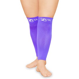 Zeta Sleeve XXL Wide Plus Size Calf Compression, Soothing Comfy Gradient Support, Prevents Swelling, Pain, Edema, DVT, Large Cuffs, Stretch to 26 Inches, Unisex, for Nurses, Seniors, Flights (Purple)