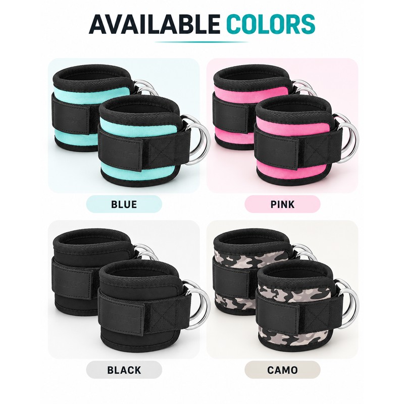 Adjustable Ankle Straps for Cable Machine Workouts – Padded Dual