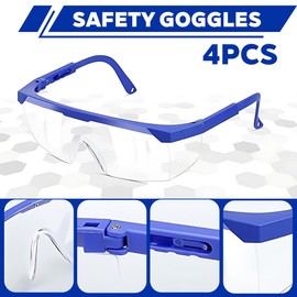 KYLOS 4 x Safety Glasses for Glasses Wearers with Adjustable Temples, Work Safety Glasses, Anti-Fog, Transparent