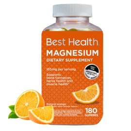 Best Health Magnesium Gummies, 165mg per Serving, Magnesium Supports Bone, Nerve and Muscle Health*, Natural Orange Flavor with Other Natural Flavors (180ct)