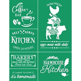 DGAGA Self Adhesive Silk Screen Printing Stencil Mesh Stencils Farmhouse Kitchen Theme Reusable Silk Screen Stencils for DIY Coffee bar Bakery Signs, Fabric,Home Decor, Crafts Chalks, Chalk Paste