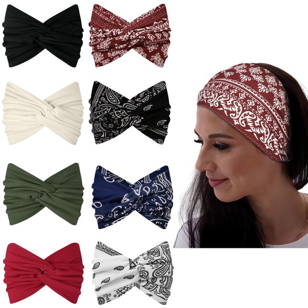 Diadema bohemia para mujer, diadema ancha con turbante, deportiva, yoga,