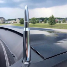 VMS RACING Anti-Theft Chrome 50 Caliber Bullet Stubby Short Antenna Fits 07 23 GMC Chevy